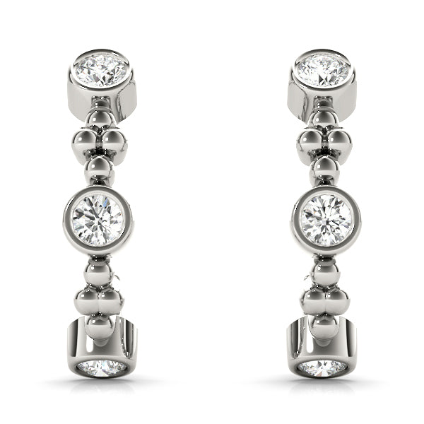 Platinum White Diamond Hoop Earrings
