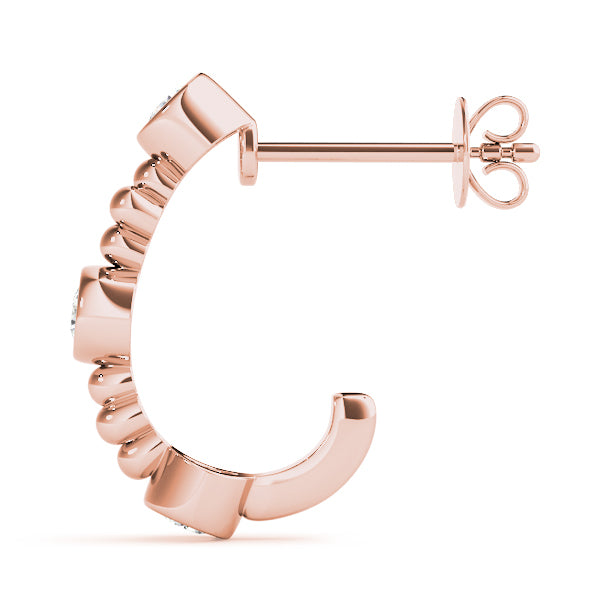 Rose Gold Diamond Accent Hoop Earrings - 18K