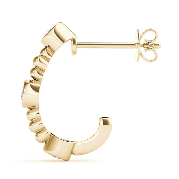 18K Yellow Gold Diamond Hoop Earrings