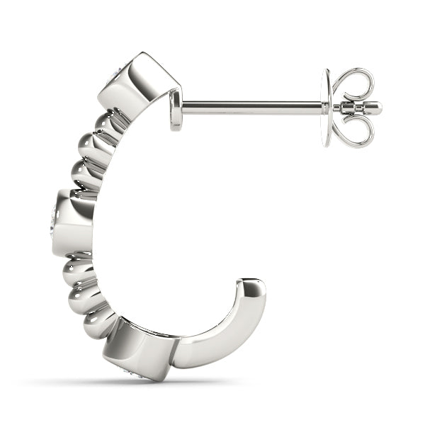 Platinum White Diamond Hoop Earrings
