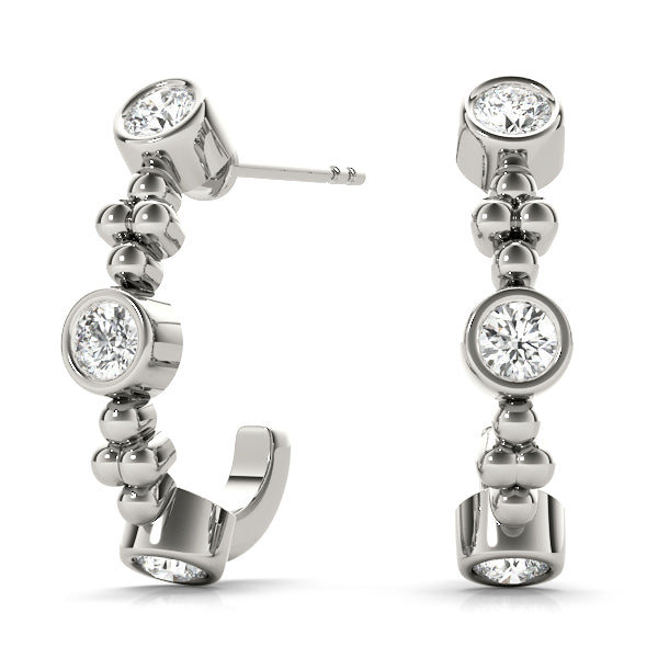 14K White Gold Diamond Hoop Earrings