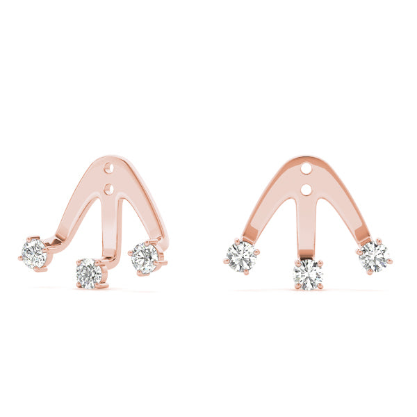 18K Rose Gold Round Diamond Fashion Earrings
