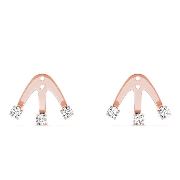 18K Rose Gold Round Diamond Fashion Earrings