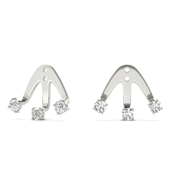 14K White Gold Round Diamond Fashion Earrings