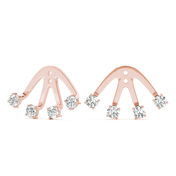 14K Rose Gold Round Diamond Fashion Earrings