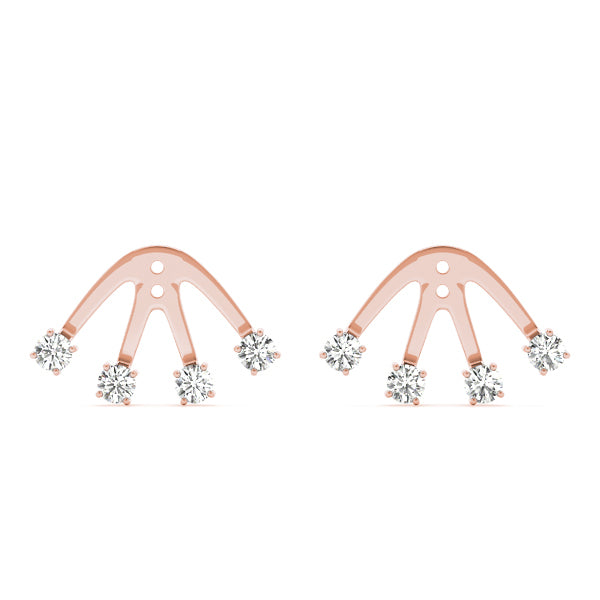 14K Rose Gold Round Diamond Fashion Earrings