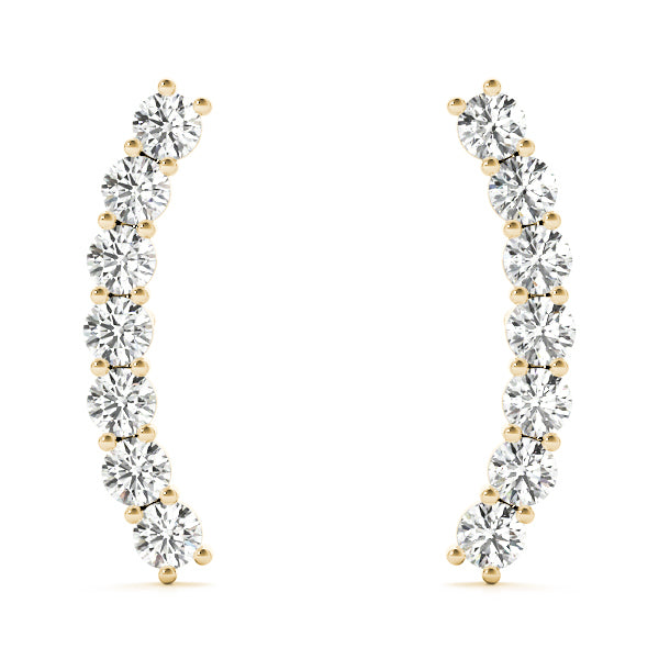 18K Yellow Gold Round Diamond Fashion Earrings