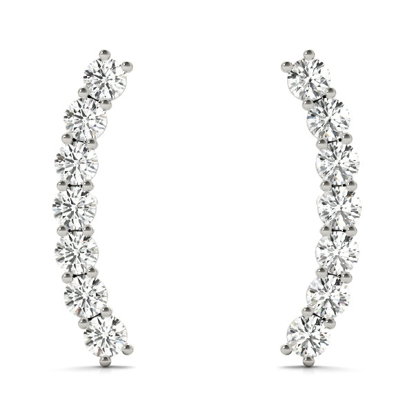 18K White Gold Round Diamond Fashion Earrings