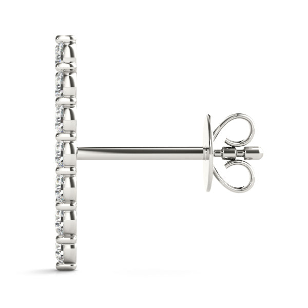 Platinum Round Diamond Fashion Drop Earrings