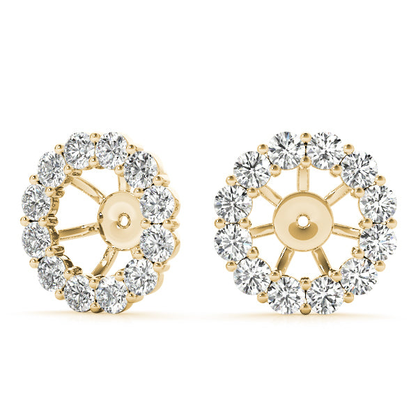 18K Yellow Gold Round Diamond Fashion Earrings