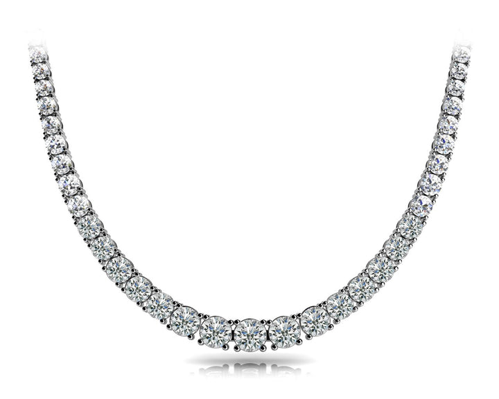 18K White Gold Multi-Diamond Graduated Necklace