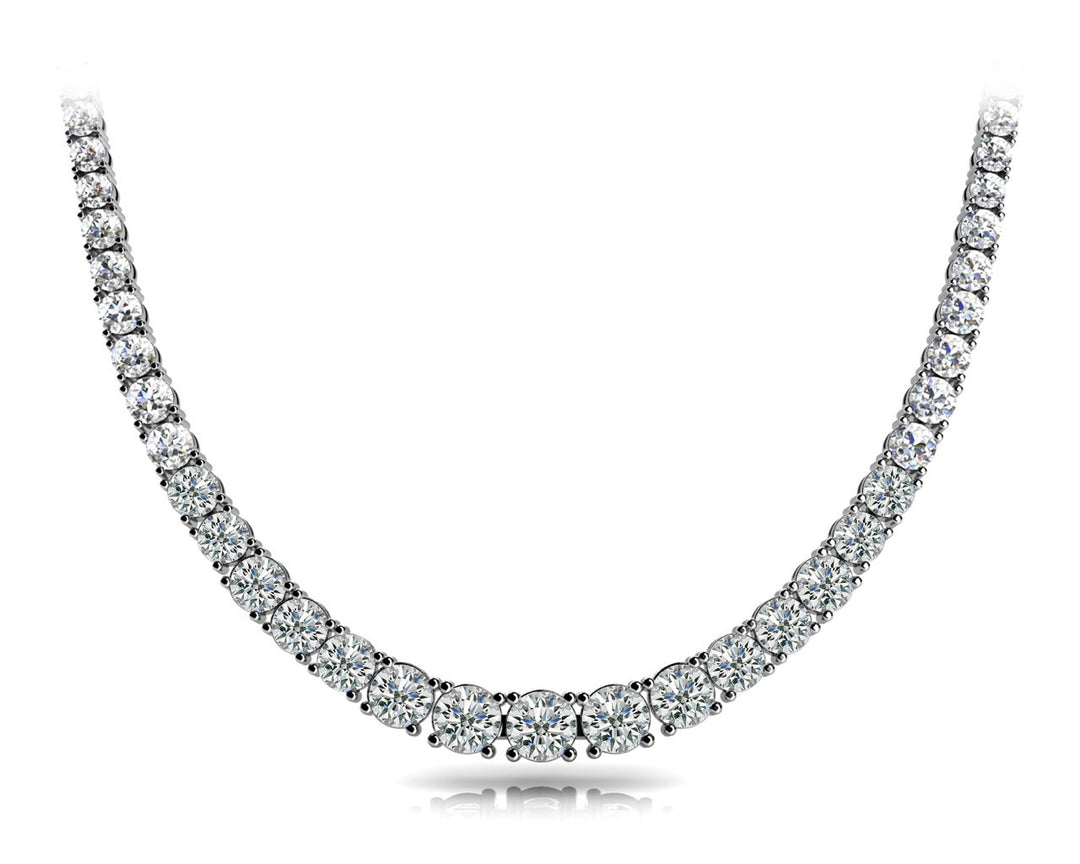 Platinum White Diamond Graduated Necklace