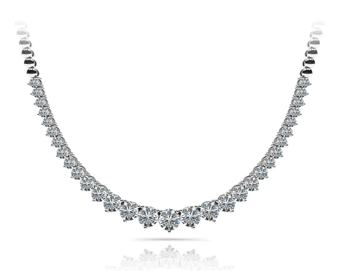 Diamond 3 Prong Graduated Pendant Necklace