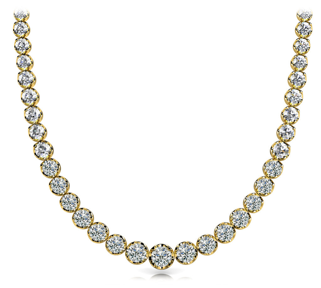 18K Yellow Gold Diamond Graduated Necklace