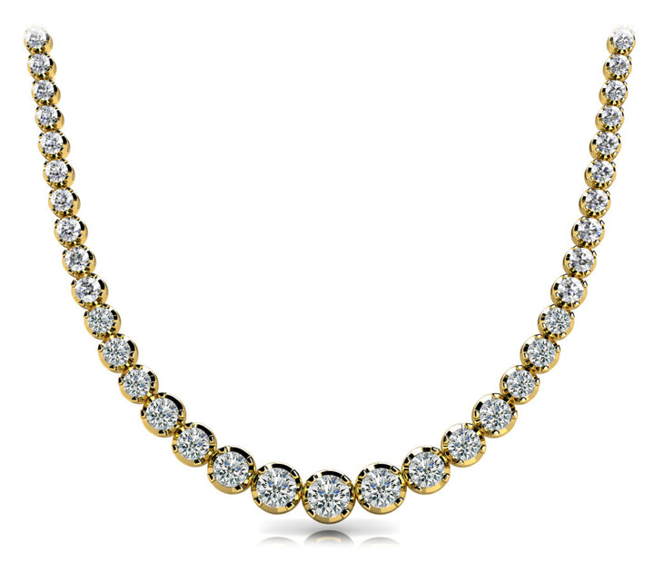 18K Yellow Gold Round Diamond Fashion Necklace