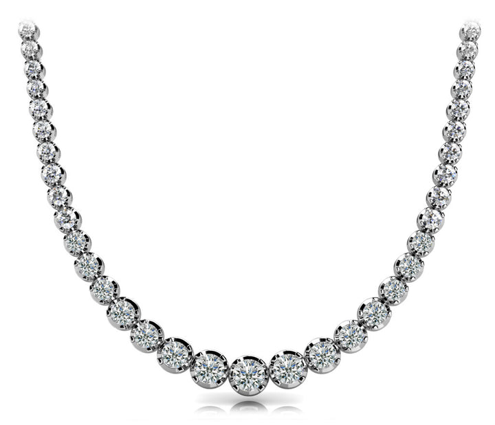 Platinum White Diamond Graduated Necklace