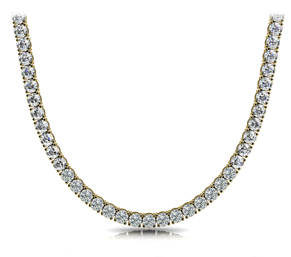 14K Yellow Gold Round Diamond Fashion Necklace
