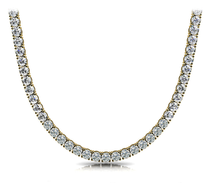 18K Yellow Gold 39.5ct Round Diamond Riviera Necklace
