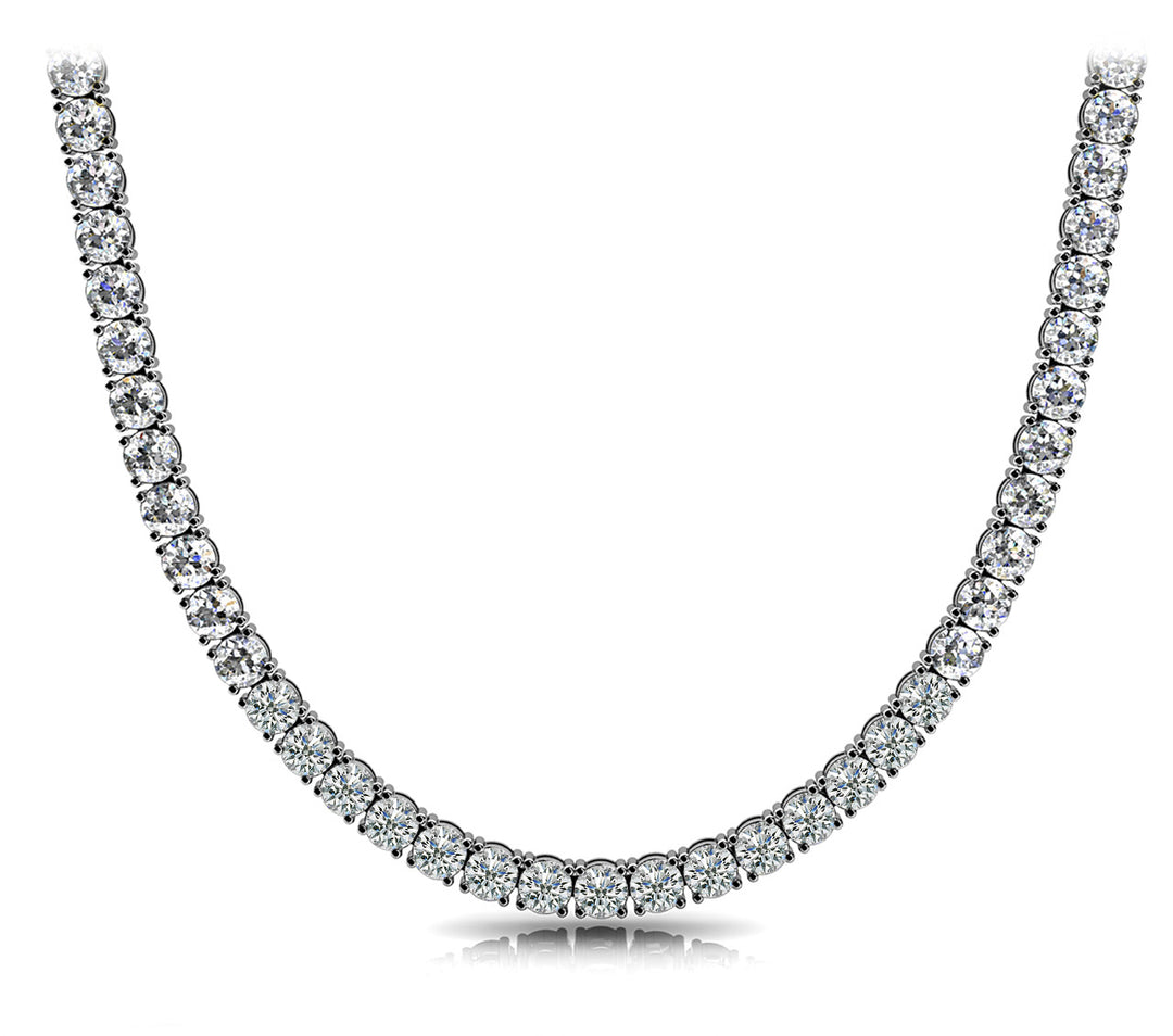 18K White Gold 25+ ct Diamond Riviera Necklace