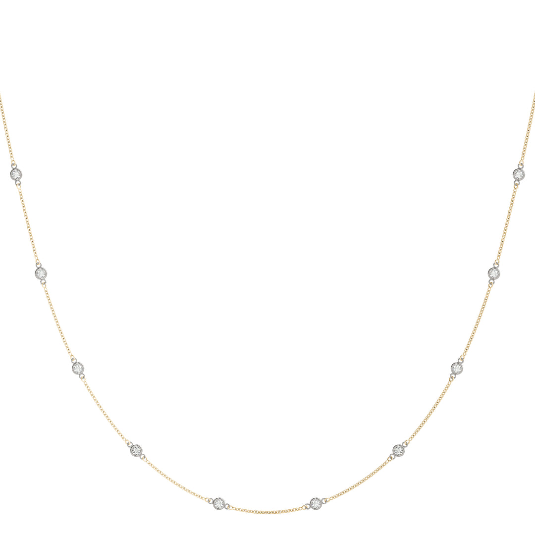 18K Rose Gold Round Diamond Fashion Necklace