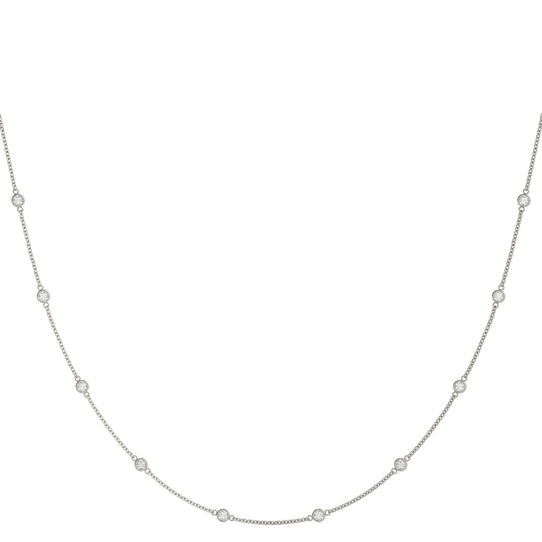 14K Gold Diamond Station Chain Necklace
