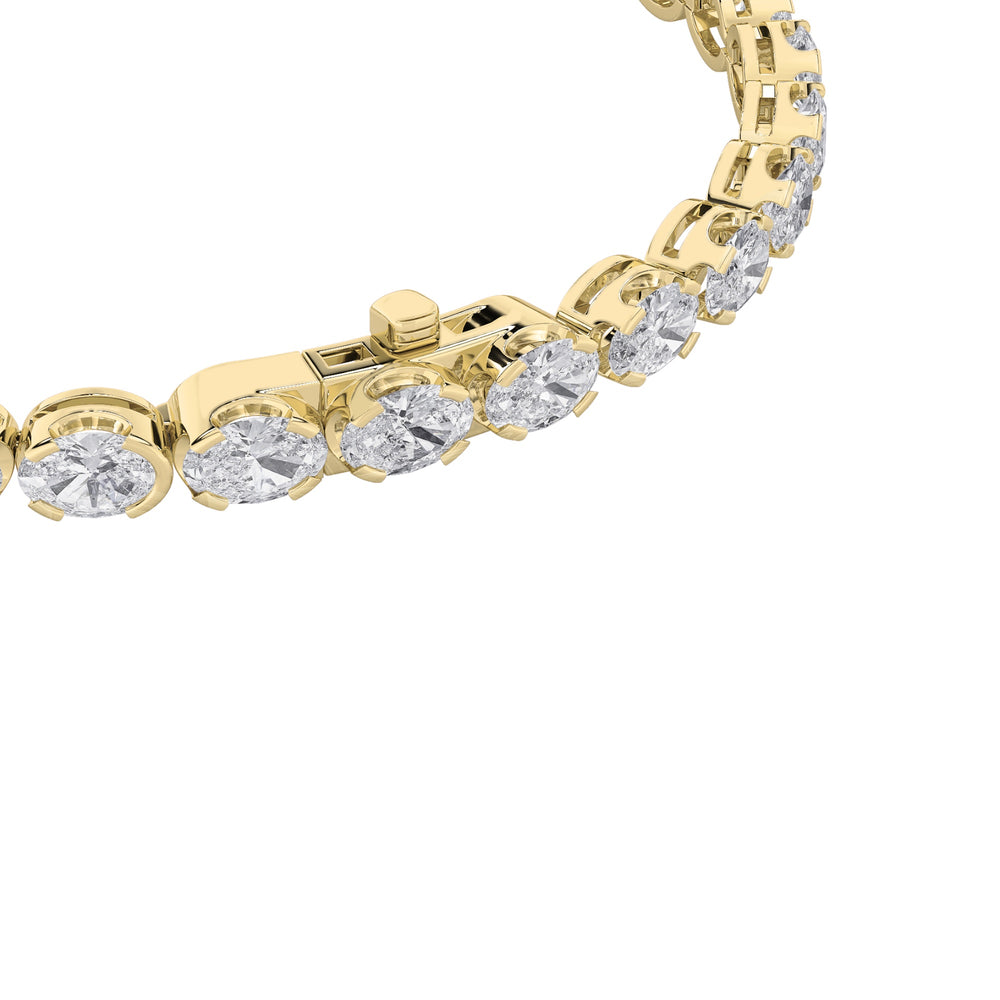 10Cttw Oval Shaped Lab Grown Diamond (F/VS) Tennis Bracelet in 14K Gold
