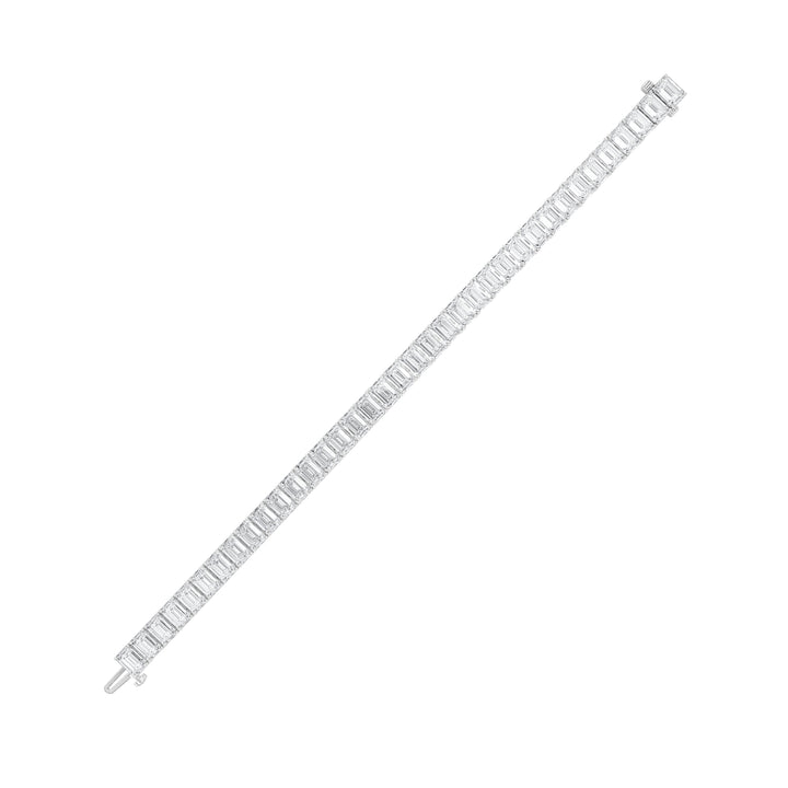 21.5Cttw Emerald Shaped Lab Grown Diamond (F/VS) East West Line Bracelet in 14K Gold