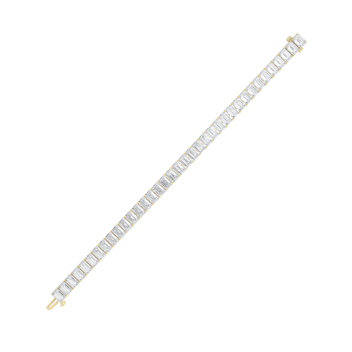 21.5Cttw Emerald Shaped Lab Grown Diamond (F/VS) East West Line Bracelet in 14K Gold