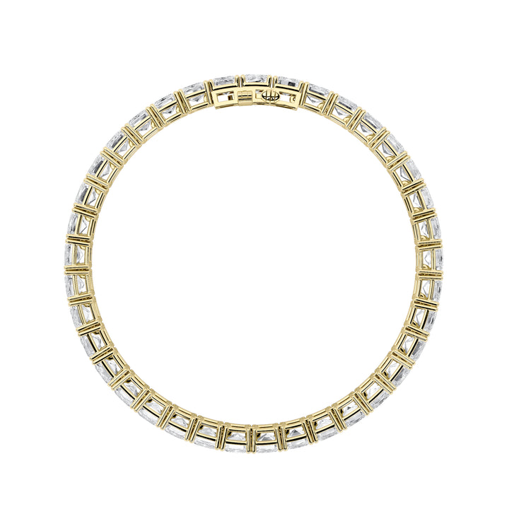 21.5Cttw Emerald Shaped Lab Grown Diamond (F/VS) East West Line Bracelet in 14K Gold