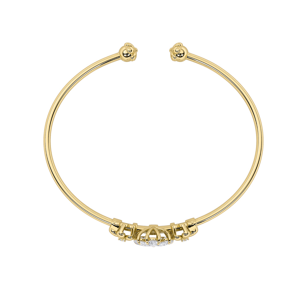 1.5Cttw Pear Shaped Lab Grown Diamond (F/VS) Fancy Flower Bangle Bracelet in 14K Gold