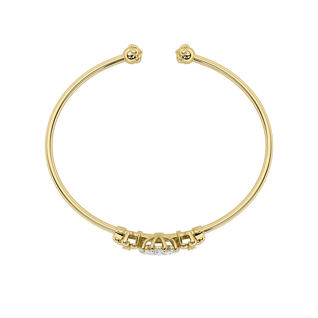 1.5Cttw Pear Shaped Lab Grown Diamond (F/VS) Fancy Flower Bangle Bracelet in 14K Gold