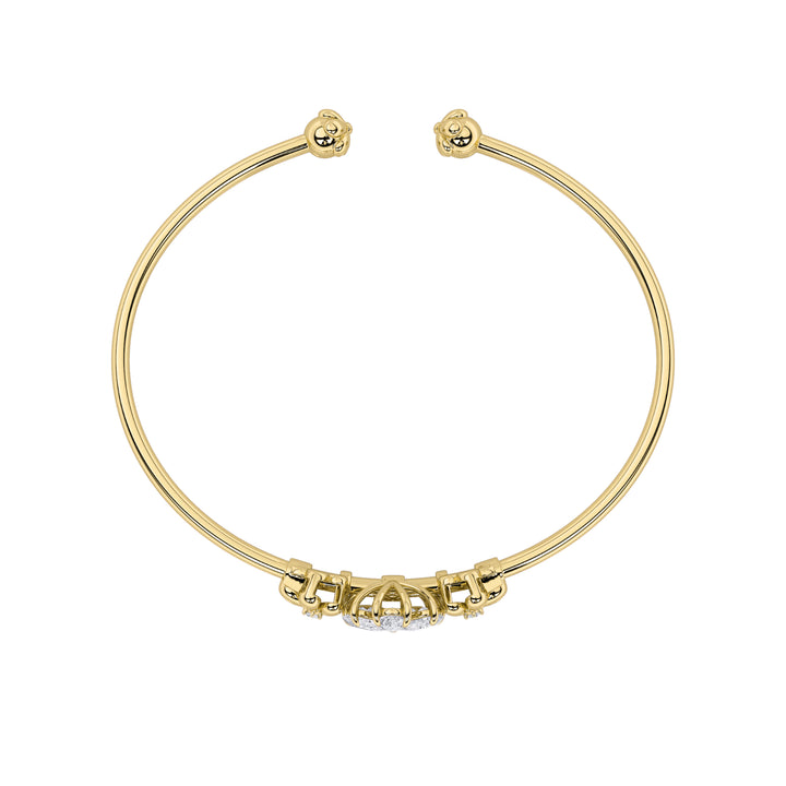 1.5Cttw Pear Shaped Lab Grown Diamond (F/VS) Fancy Flower Bangle Bracelet in 14K Gold