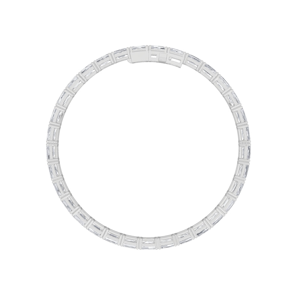 10Cttw Emerald Shaped Lab Grown Diamond (F/VS) East West Line Bracelet in 14K Gold