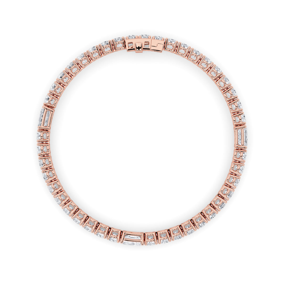 10Cttw Emerald Shaped Lab Grown Diamond (F/VS) East West Station Bracelet in 14K Gold