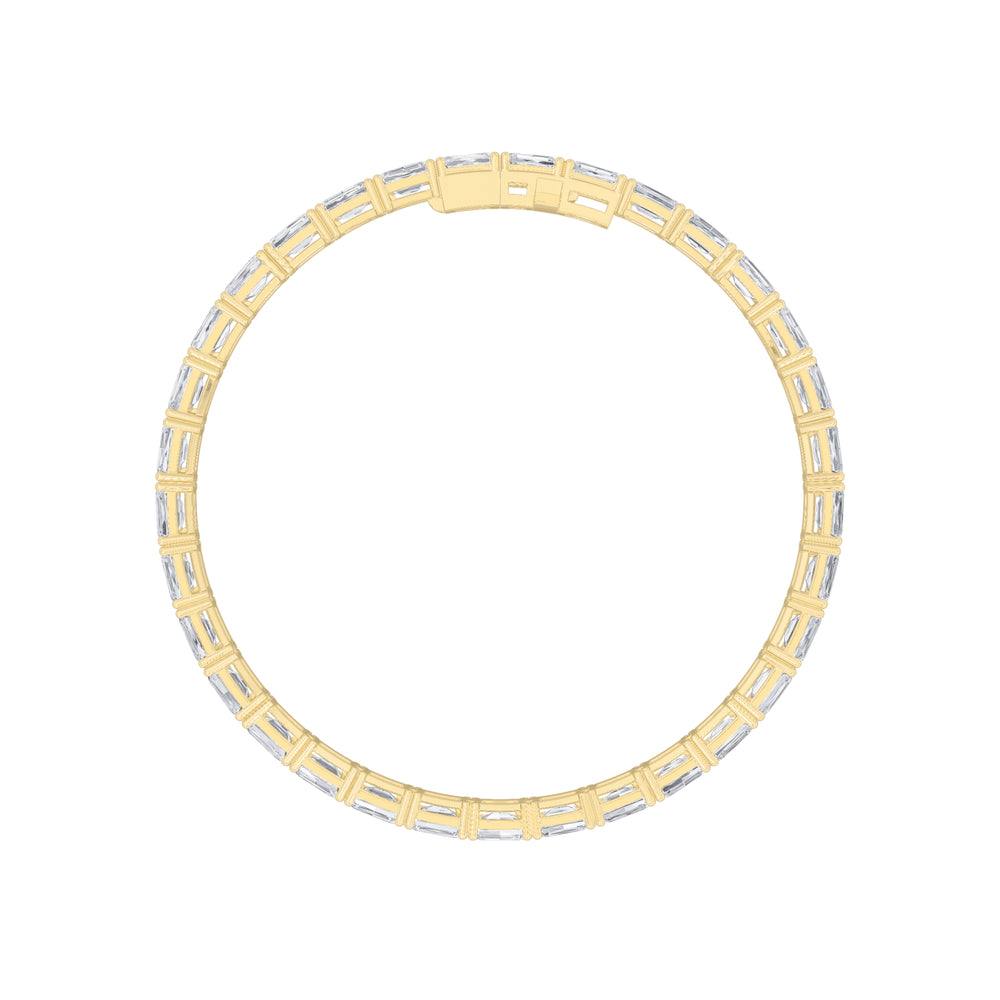 10Cttw Emerald Shaped Lab Grown Diamond (F/VS) East West Line Bracelet in 14K Gold