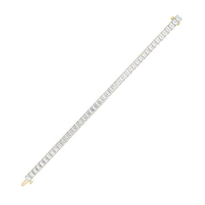 18.5Cttw Emerald Shaped Lab Grown Diamond (F/VS) East West Line Bracelet in 14K Gold