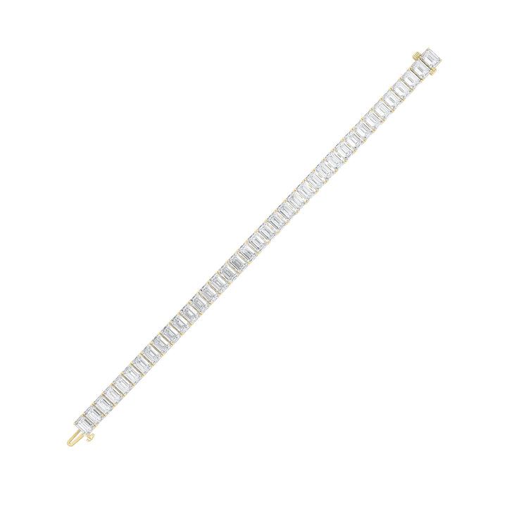 21.5Cttw Emerald Shaped Lab Grown Diamond (F/VS) East West Line Bracelet in 14K Gold