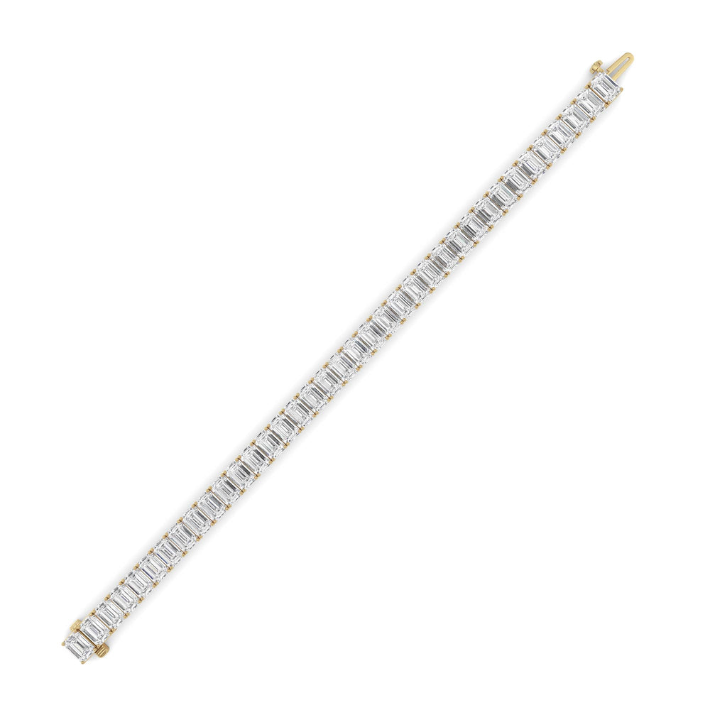 27Cttw Emerald Shaped Lab Grown Diamond (F/VS) East West Line Bracelet in 14K Gold