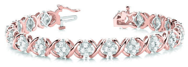 14K Rose Gold 3ctw Round Diamond Fashion Bracelet