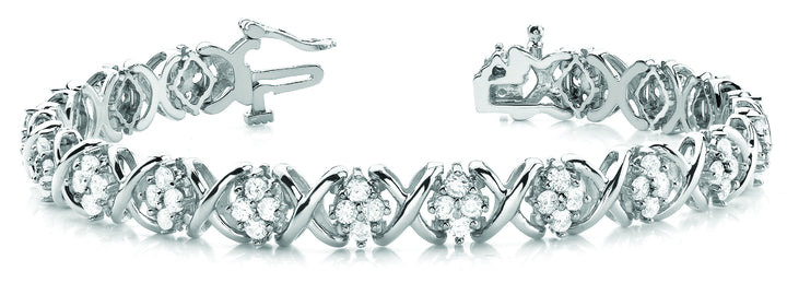 14K White Gold 3ctw Round Diamond Fashion Bracelet