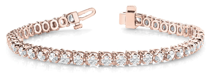 14K Rose Gold Round Diamond Tennis Bracelet