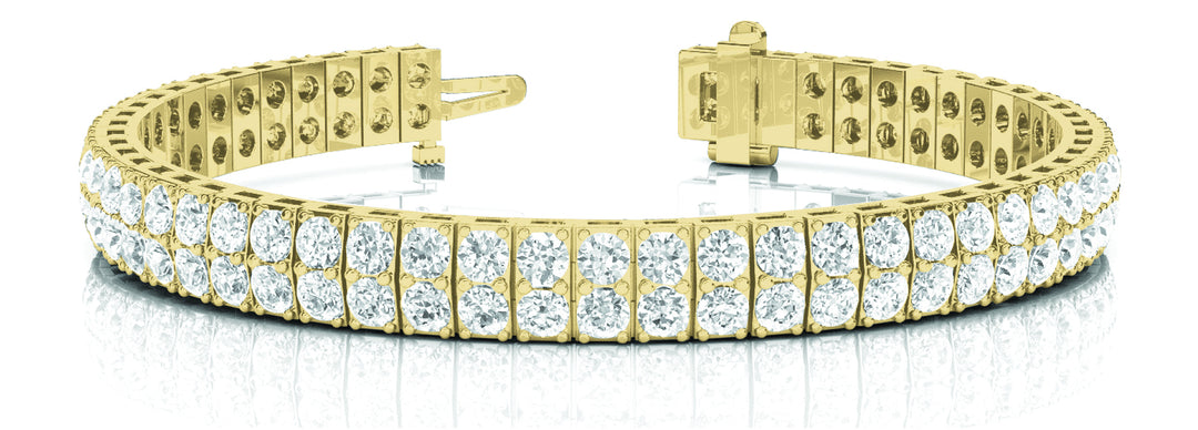18K Yellow Gold 15 CT Diamond Multi-Row Tennis Bracelet