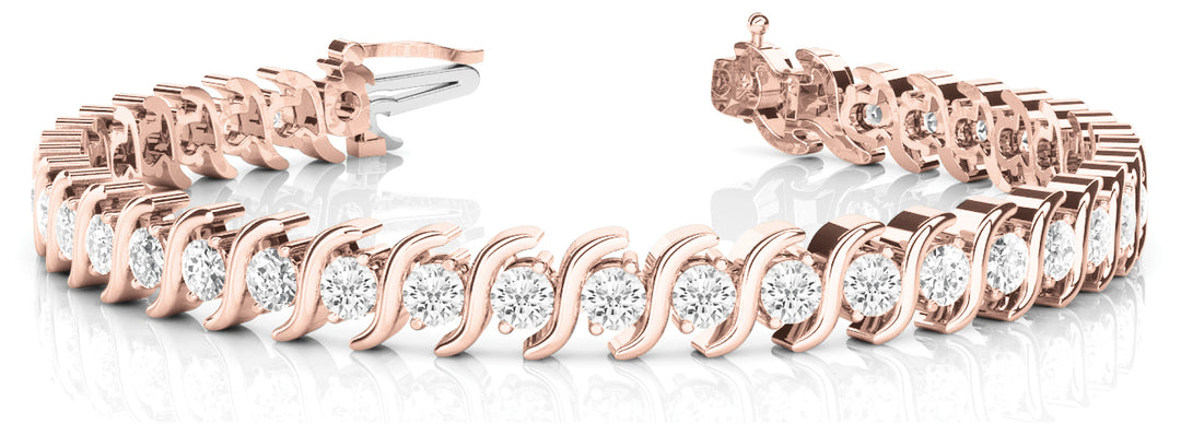 14K Rose Gold Round Diamond Fashion Bracelet