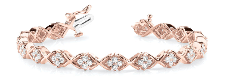 14K Rose Gold 3.20ctw Round Diamond Line Bracelet