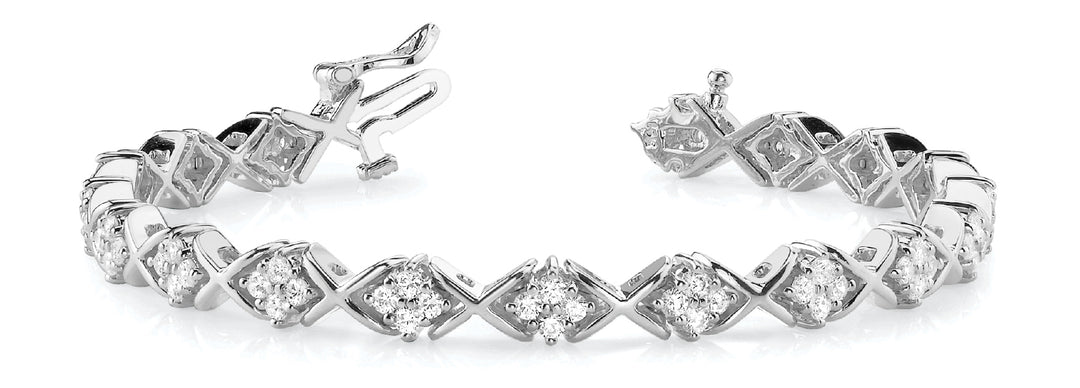 18K White Gold 3.20ctw Round Diamond Line Bracelet