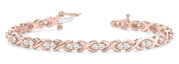 14K Rose Gold Round Diamond Fashion Bracelet