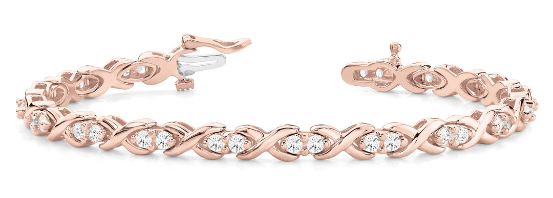 18K Rose Gold 1.70ctw Diamond Line Bracelet