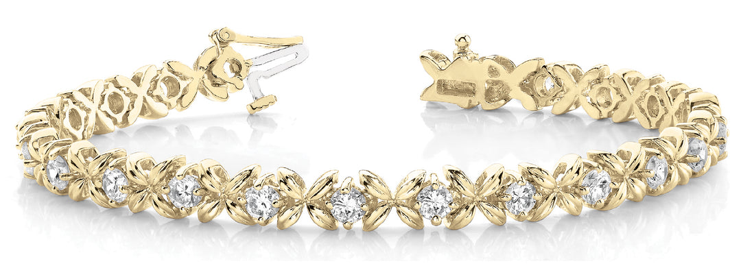 14K Yellow Gold 2ctw Round Diamond Line Bracelet