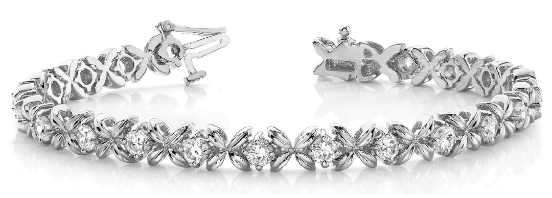 14K White Gold Diamond In-Line Fashion Bracelet