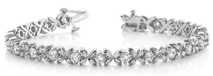 Platinum 3ctw Round Diamond In-Line Fashion Bracelet